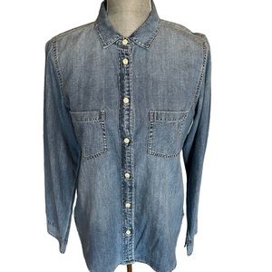 J. CREW SOFT DENIM BUTTON DOWN SHIRT SIZE 10